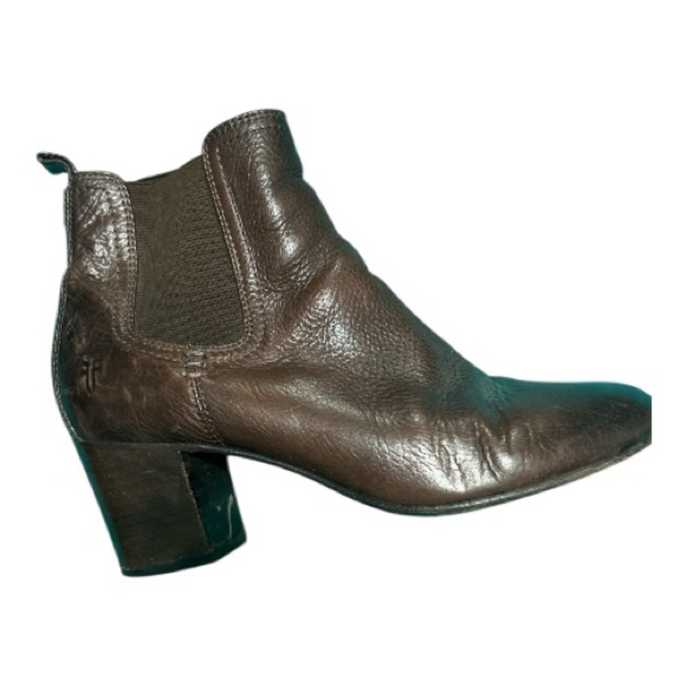 Frye Dark Brown Leather Ankle Booties - Picture 3 of 6